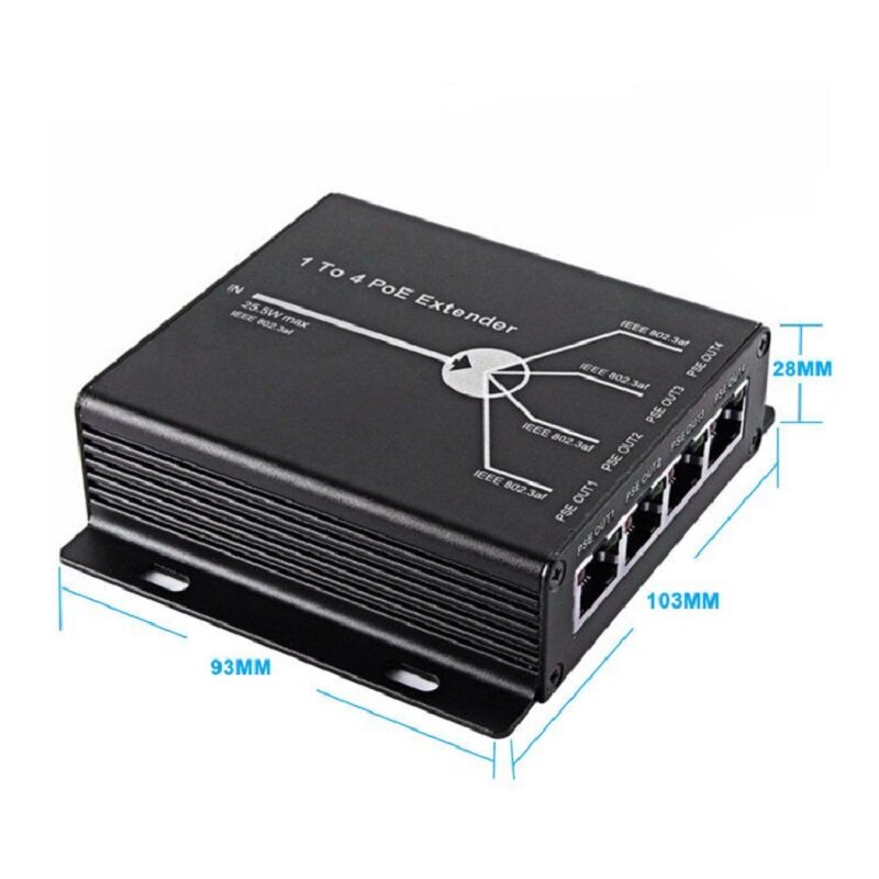 POE موسع 1/2/4 ميناء 10/100 متر 25.5 واط لكاميرا IP لتمديد 120 متر IEEE802.3af POE أجهزة الشبكة التوصيل والتشغيل