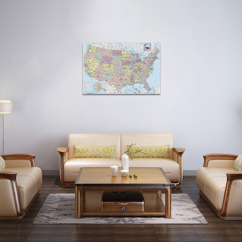 The United State Map 59*42cm Small Size Map Wall Art Posters and Prints Office Supplies Canvas Painting Home Decoration