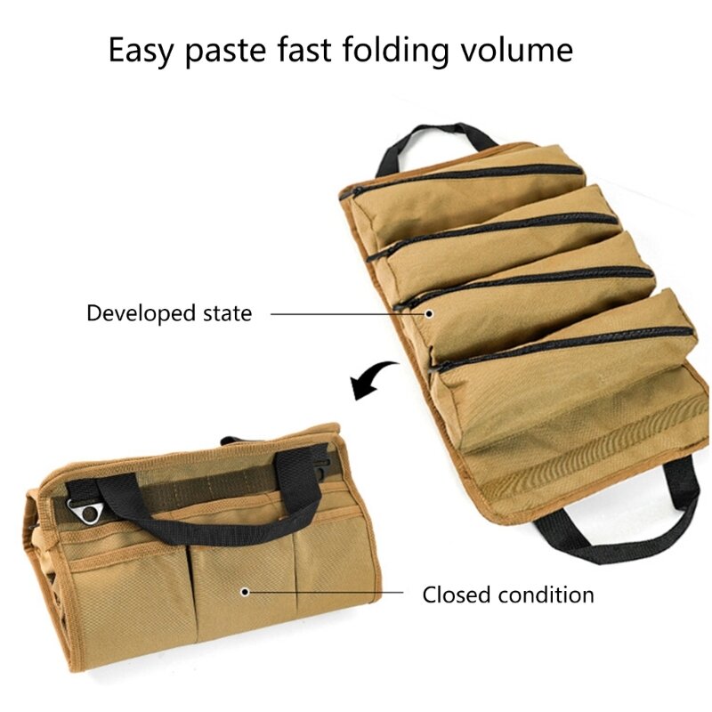 K1KA مجموعة أدوات خارجية حقيبة تصميمات رول مدمجة منظمات حل تخزين فعال متعدد الاستخدامات لسهولة التخزين والسفر