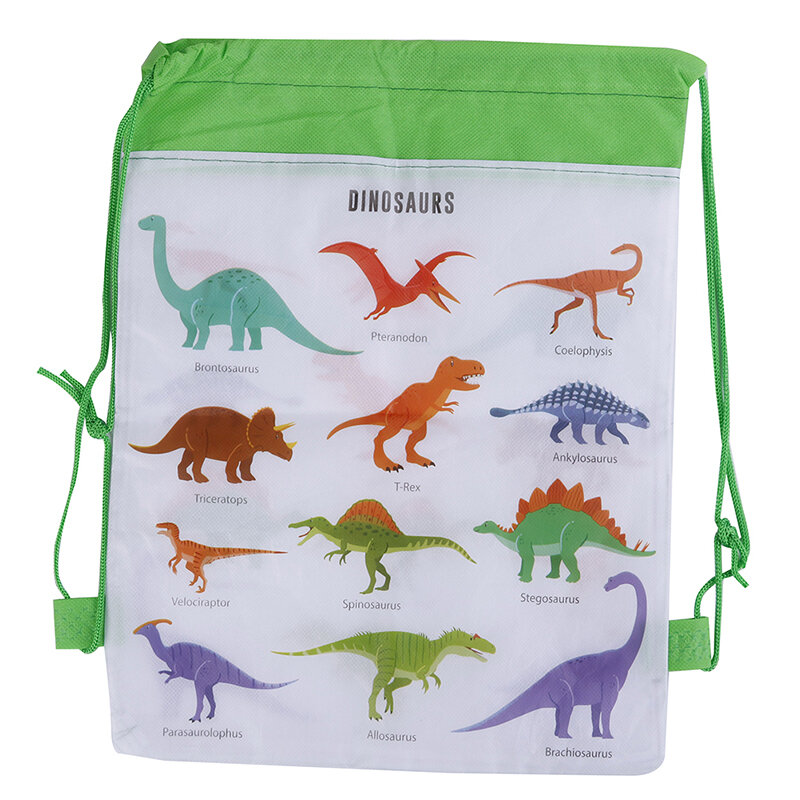 حقيبة ظهر برباط للأطفال على شكل ديناصور مُزينة برسوم كارتونية حقيبة ظهر للأطفال حقيبة ظهر مدرسية لتنظيم الغسيل