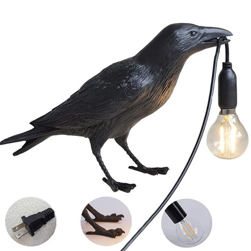 Raven Table/wall lamp Resin Crow Light AC-powered 85-265V for Home Decoration Living Room Foyer Study Bedroom Nightstand Lights