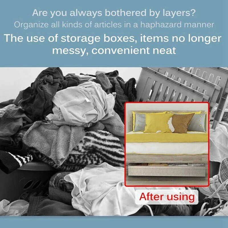 صناديق تخزين قابلة للطي أسفل السرير ، أكياس تخزين الملابس تحت السرير ، منظم بسحَّاب ، سميكة ، جيدة التهوية ، كبيرة ، تحت السرير ، 4X
