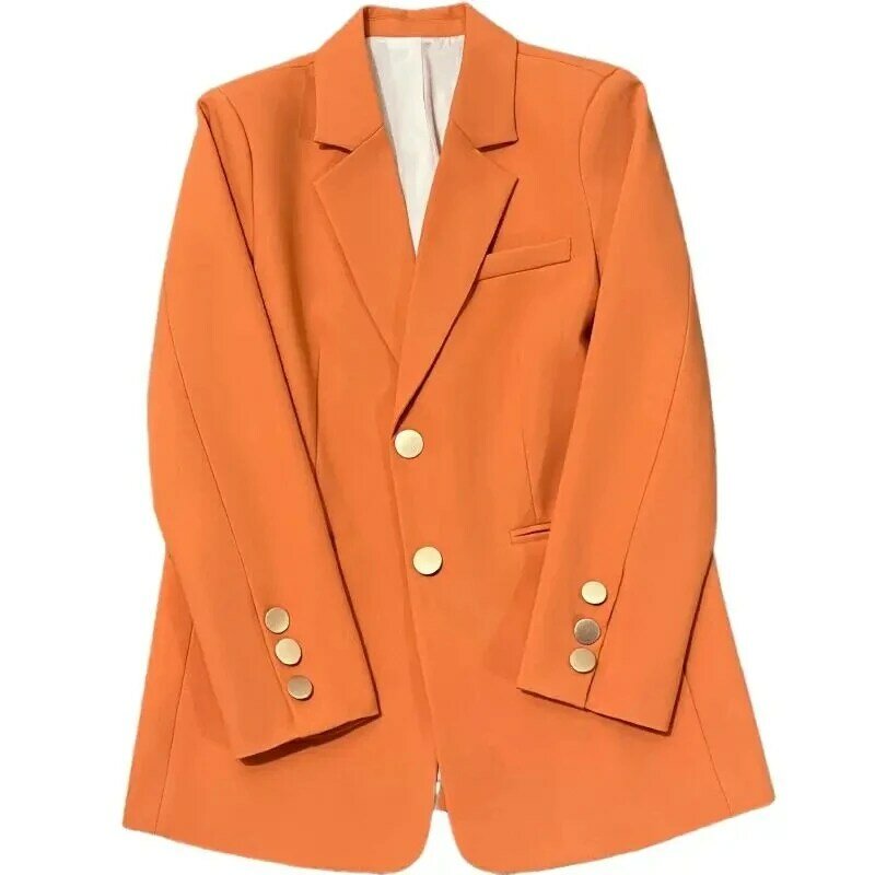 بدلة سترة برتقالية للنساء ، تصميم راقي ، شارع مقلي ، سترة سيدة شعبية ، جديد ، ربيع والخريف ، 2022 ، هذا العام