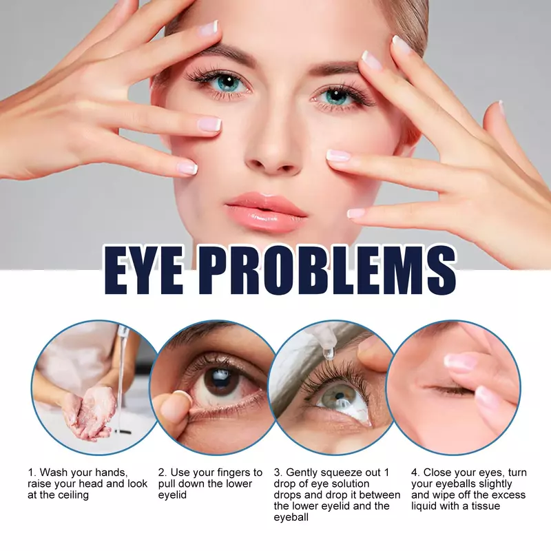 قطرات العين لقصر النظر الشيخوخي الجليدي عيون حمراء جافة ، التعب البصري تحسين البصر ، رؤية أفضل ، عدسات تبييض ، سائل العناية بالعينين