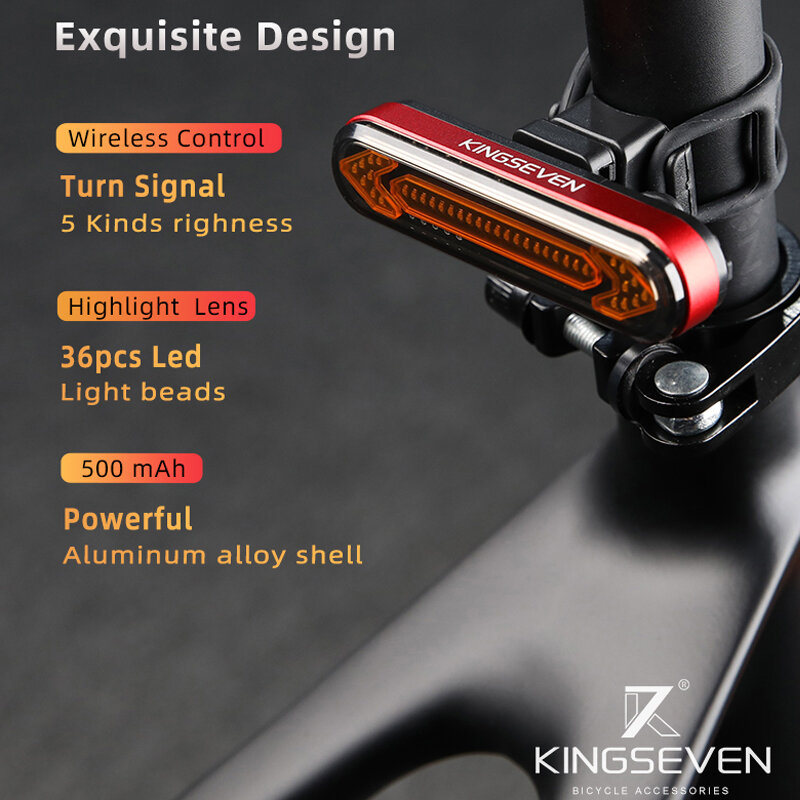 KINGSEVEN دراجة أضواء الخلفية ديلا USB قابلة للشحن تحذير الضوء الخلفي الدراجة اللاسلكية عن بعد بدوره إشارة LED فانوس الإضاءة