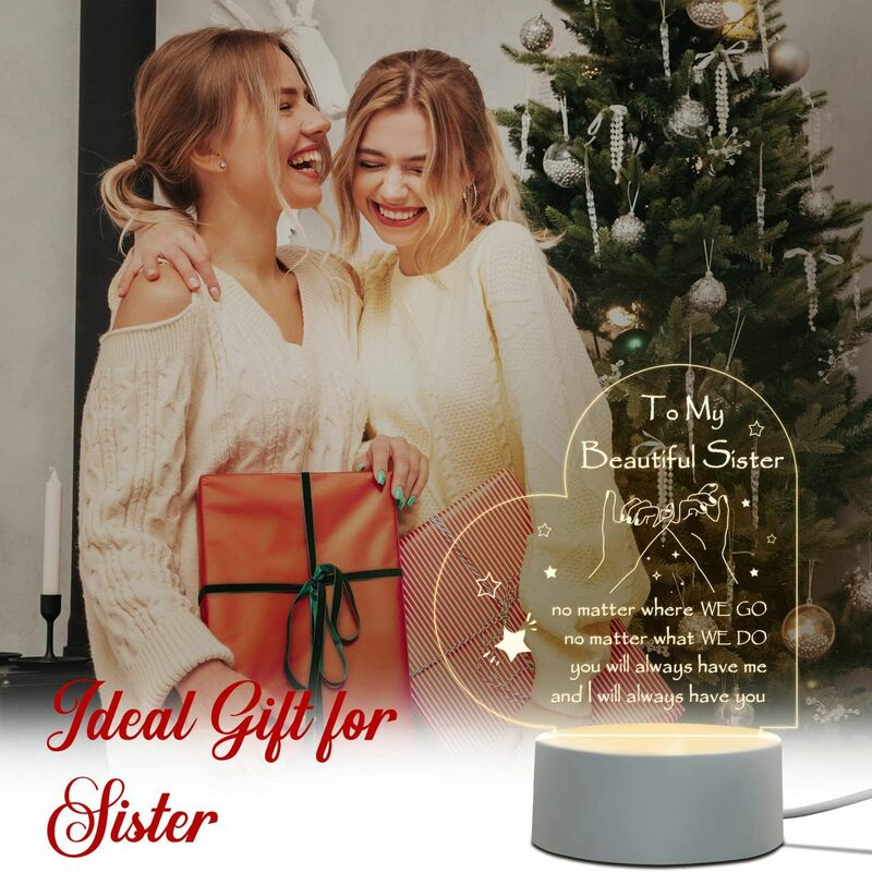 مصباح ثلاثي الأبعاد إبداعي للأخوات ، ضوء ليلي هدية ، هدايا عيد ميلاد للأخت ، هدية عيد الميلاد ، 1 صوان