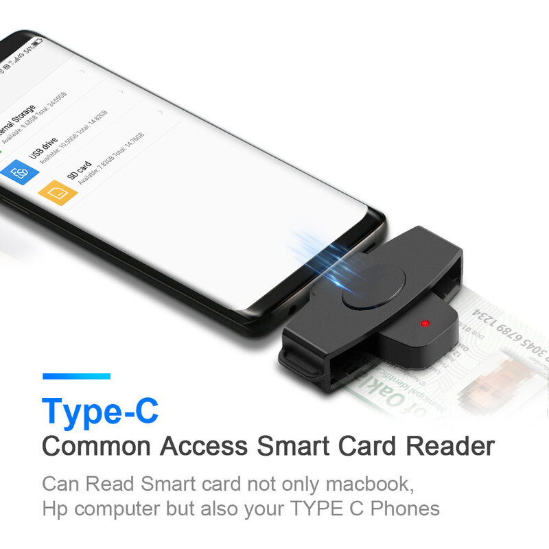 Cغنى 3 قارئ البطاقة الذكية نوع-C إعلان ضريبة البنك/بطاقة الهوية IC بطاقة