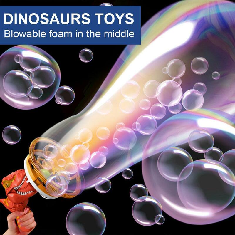صانع فقاعات على شكل ديناصور كرتوني للأطفال ، لعبة خارجية محمولة باليد ، حفلة ، بطاريات تعمل بالطاقة