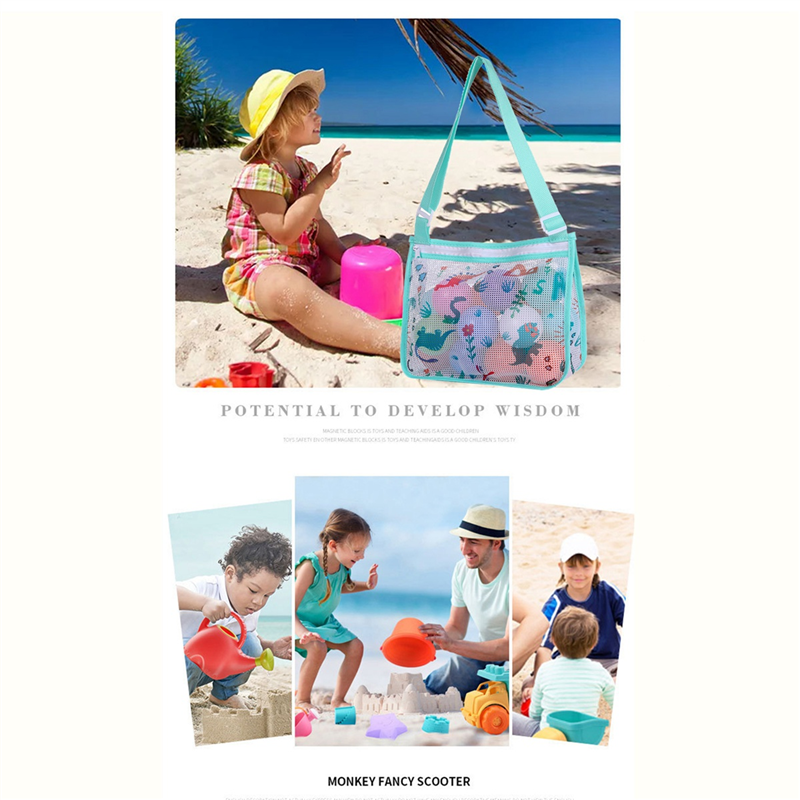أكياس الشاطئ الشبكية مع سحاب للأطفال ، لعبة الشاطئ ، مجموعة الصدف ، أكياس جمع الصدف ، 3 *