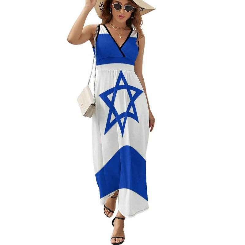 علم إسرائيل بلا أكمام فستان سهرة نسائي فساتين سهرة