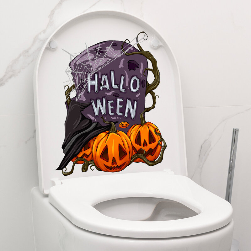 Halloween Pumpkin Wall Stickers Toilet Stickers Halloween Decorative Wall Stickers Self-adhesive