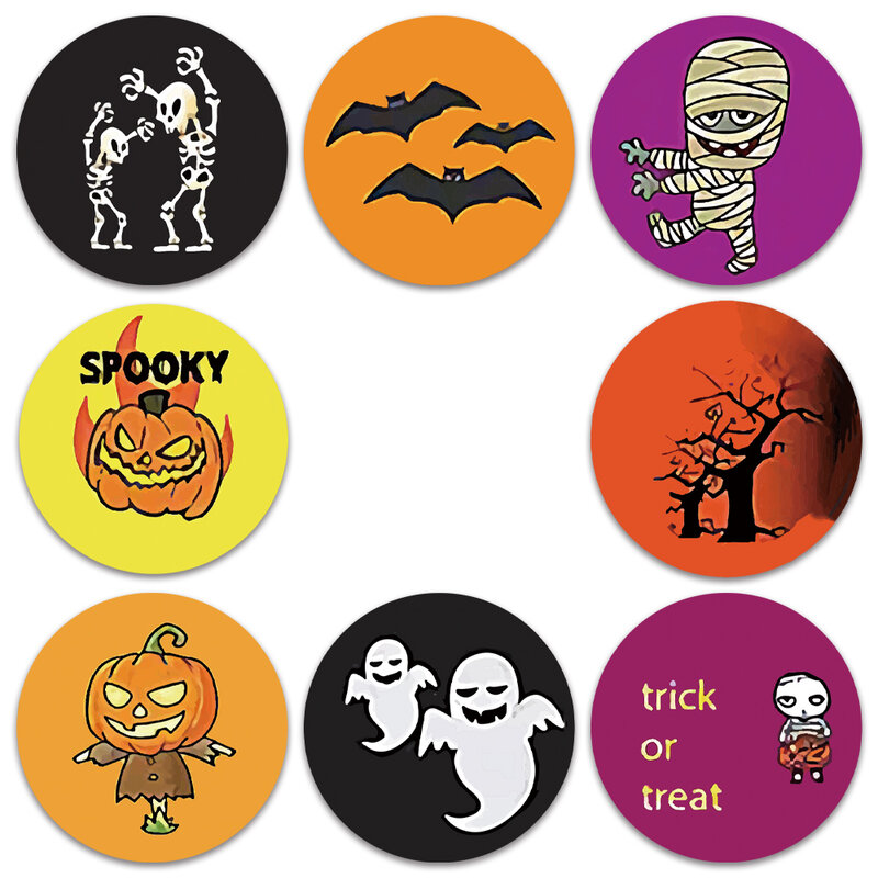 500pcs Horror Ghost Halloween Stickers Seal Labels 1inch Decoration Sticker for Candy Bags Box Gift Packaging Party Kids Sticker