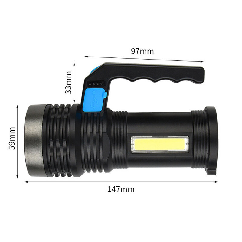 USB مصباح يدوي قابل لإعادة الشحن المحمولة LED التخييم الخفيفة مع المدمج في 18650 بطارية سي أو بي عالية الطاقة مصباح يدوي للتخييم التنزه