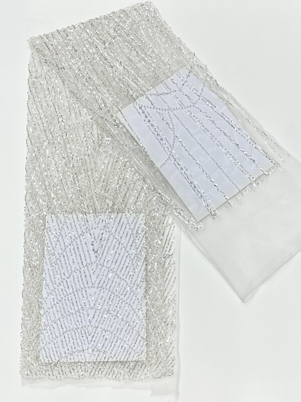قماش أفريقي مطرز يدوي ، دانتيل فوال سويسري أبيض نقي ، فستان زفاف ، فستان حفلة ، جودة عالية ، 5 ياردات