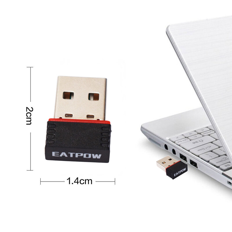محول واي فاي USB من طراز atpow محمول بقدرة 2.4 جيجاهرتز RTL8188 لاسلكي مزود بمنفذ USB واي فاي بقدرة 150 ميجابت في الثانية لأجهزة الكمبيوتر والكمبيوتر المحمول