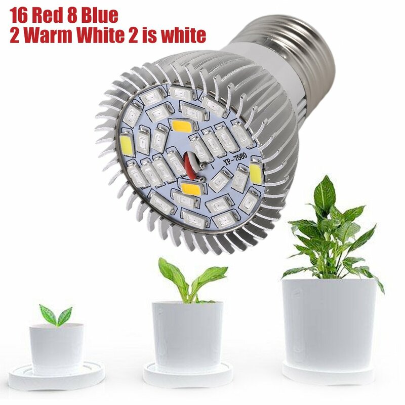 الطيف الكامل LED النبات تنمو ضوء ، مصباح الزراعة المائية ، الدفيئة في الأماكن المغلقة ، زهرة تنمو صندوق ، E27 ، 8 واط ، 28 واط