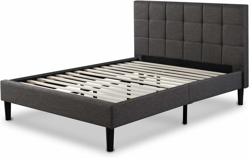 إطار سرير قياسي منجد من ZINUS-Lottie ، أساس المرتبة ، دعامة شريحة خشبية ، لا حاجة إلى صندوق ربيعي ، تجميع سهل