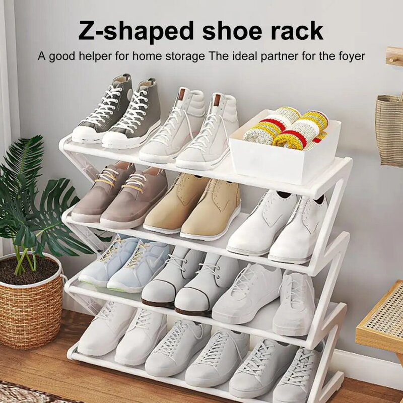 خزانة تخزين أحذية على شكل Z ، رف أحذية من 4 طبقات ، سهلة التركيب ، قائمة بذاتها ثابتة للمداخل ، النوم المنزلي