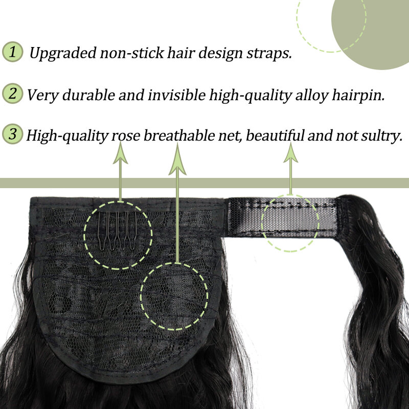 Xinrun الاصطناعية شعر مستعار طويل قطع الرباط ذيل حصان ملحقات الذرة مجعد للنساء ارتفاع درجة الحرارة الألياف الشعر التمديد