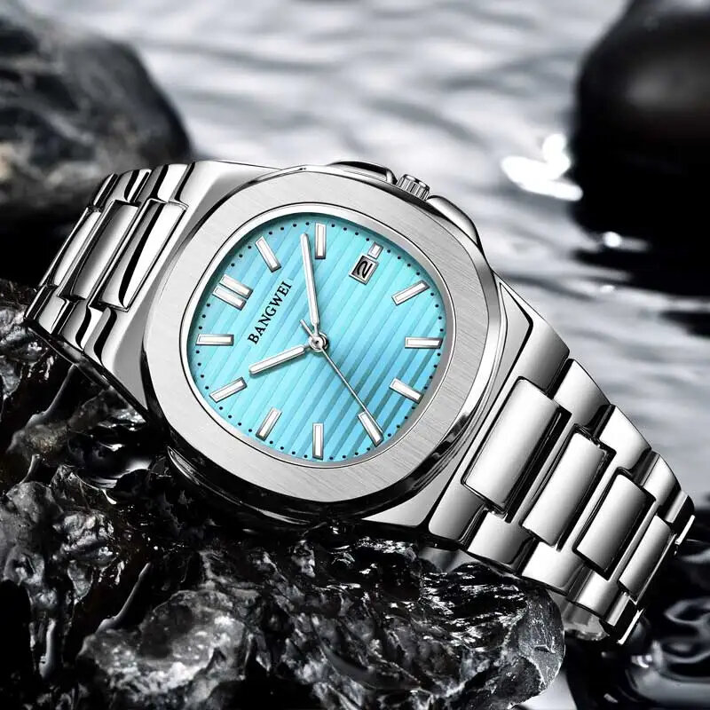 ساعة يد مربعة من LIGE-Men ، ساعة كوارتز ، مقاومة للماء ، مضيئة ، تاريخ ، رياضة ، تصميم فاخر ، كاجوال