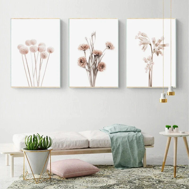 ملصقات زهور ونباتات وملصقات طباعة معرض جدارية ، لوحة زيتية شمالية لغرفة المعيشة ، ديكور المنزل
