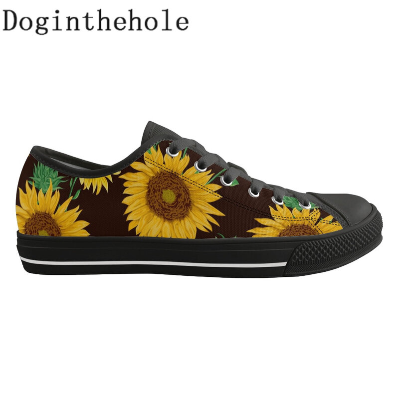 Doginthehole أحذية رياضية منخفضة المستوى عباد الشمس تصميم الفتيات في سن المراهقة خفيفة الوزن حذاء قماش الإناث الفلكنة الشقق 2022 Zapatillas