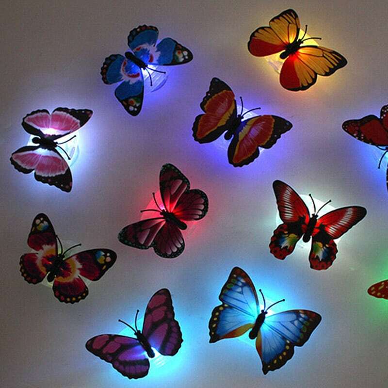 رائجة البيع LED الملونة تغيير فراشة متوهجة صور مطبوعة للحوائط ليلة ضوء مصباح ديكور المنزل لتقوم بها بنفسك مغناطيس الثلاجة مكتب الطرف عصا