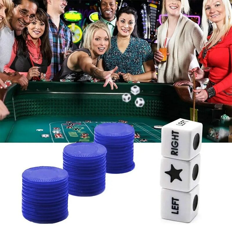 مجموعة ألعاب النرد في الوسط الأيمن من الأكريليك مع 3 نردات ، 24 رقائق ملونة عشوائية ، تجمعات الأصدقاء ، ألعاب النرد