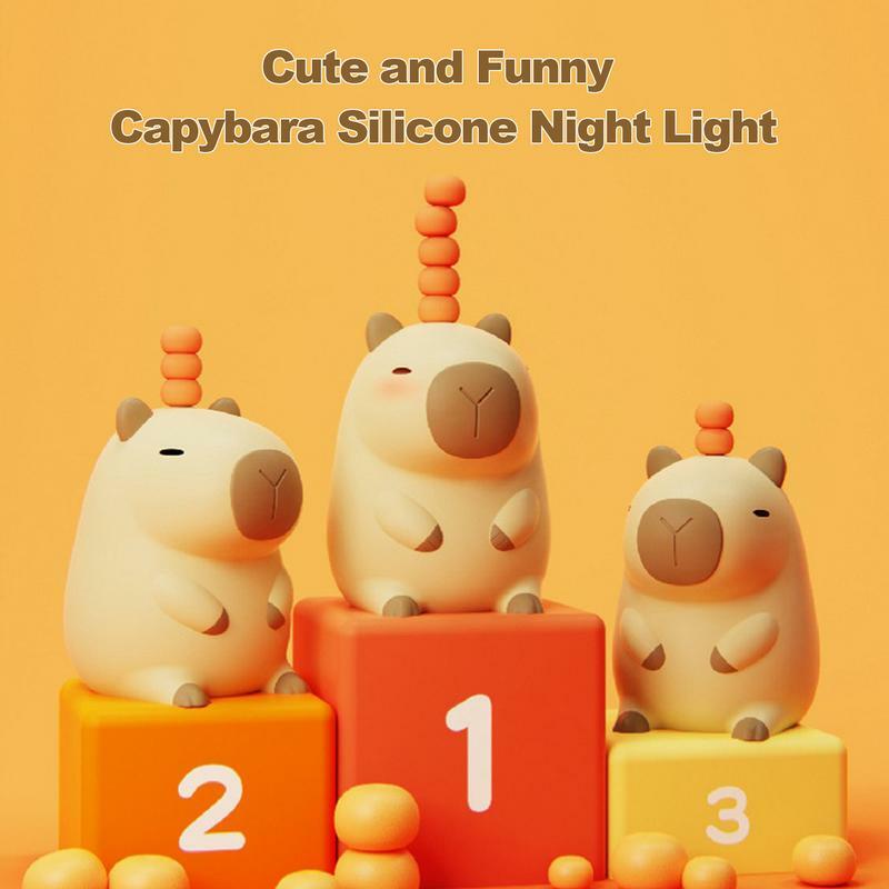 USB قابلة للشحن Capybara شكل ضوء الليل ، لطيف الحيوان مصباح ، التحكم باللمس ، سيليكون مصباح لغرفة النوم ، غرفة المعيشة و السرير