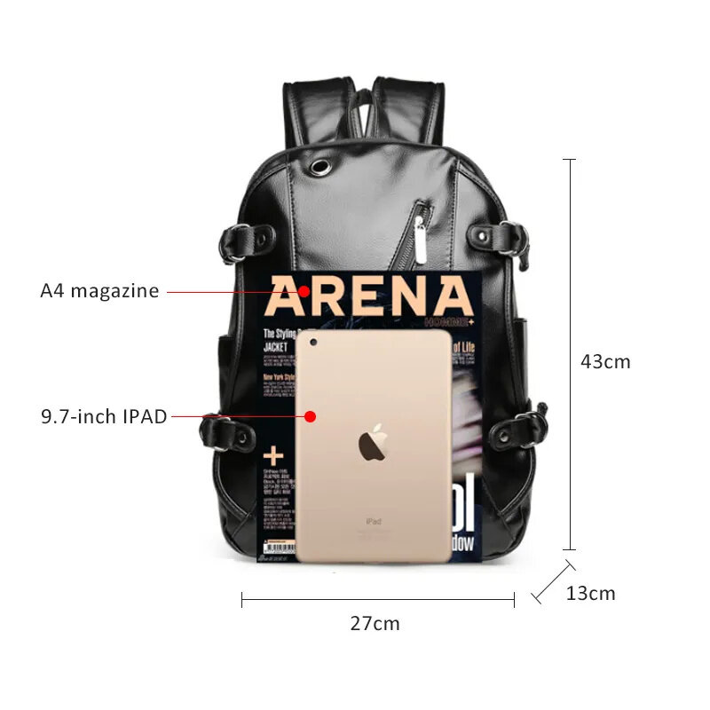 سعة كبيرة حقيبة جلدية للرجال ، الكورية نمط حقيبة مدرسية للبنين ، مقاوم للماء ، كمبيوتر محمول الذكور ، والسفر