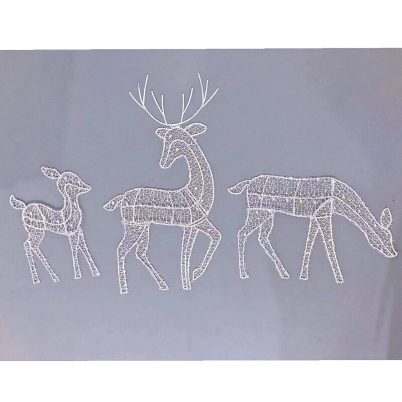 مضاءة عيد الميلاد الرنة الأسرة الديكور ، زينة الغزلان في الهواء الطلق لساحة ، الفناء ، الحديقة ، حديقة الطرف ، مجموعة 3 قطعة