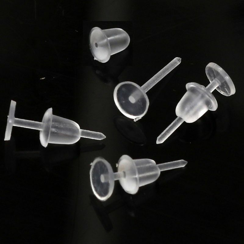 100 مجموعة من أعمدة القرط البلاستيكية وظهرها للقرط الرياضي غير المرئي للأذن الحساسة