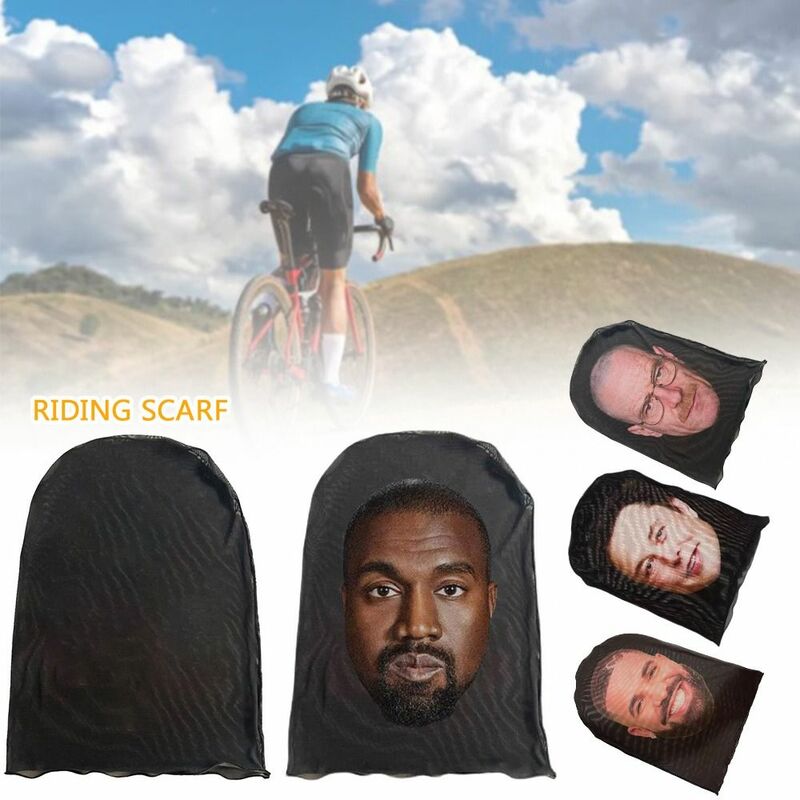 قناع وجه Kanye غير ملحوم مطبوع ثلاثي الأبعاد ، مشاهير ، غطاء رأس مضحك للغبار ، وشاح واقي من الشمس للركوب ، غطاء رأس تأثيري ، غطاء رأس هيب هوب