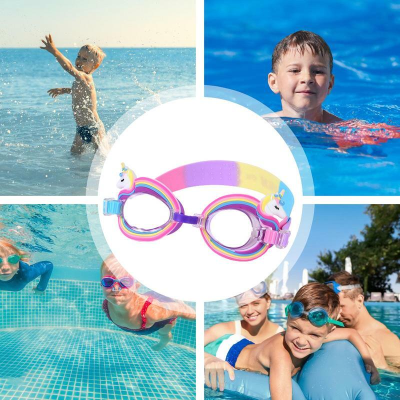 نظارات سباحة للأطفال مقاومة للماء ، نظارات سباحة لطيفة للأطفال ، حزام قابل للتعديل ، مرآة كرتونية من السيليكون ، جديدة