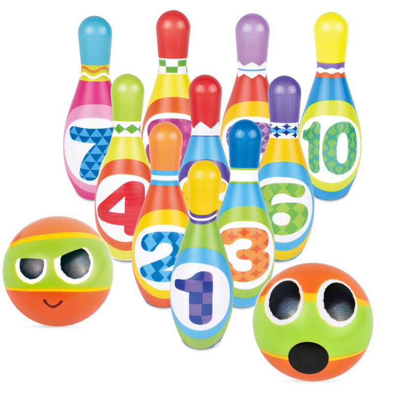 الأطفال بولي PU الصلبة البولينج لعبة مجموعة الملونة نمط البولينج لوازم الرياضة البولينج لعبة الوالدين والطفل التفاعلية داخلي الرياضة