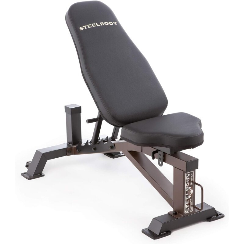 مقعد Steelbody-Deluxe ذو 6 مقاعد وزن مفيد لرفع الأثقال وتدريب القوة ، أسود-بني ،