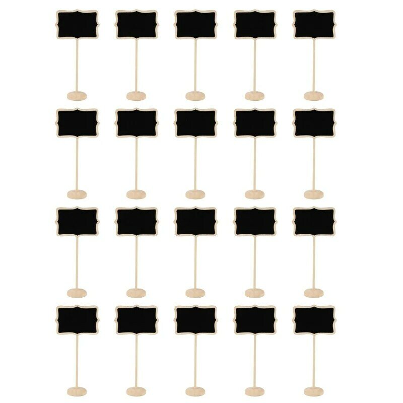 20 قطعة/مجموعة سبورات سوداء صغيرة علامات سبورة صغيرة سبورة خشبية لسطح المكتب