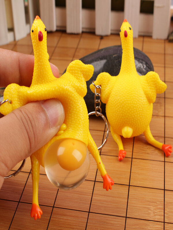 الدجاج وضع البيض الإجهاد الكرة المفاتيح حلقة رئيسية مضحك مزحة اللعب الإبداعية هدية Prank