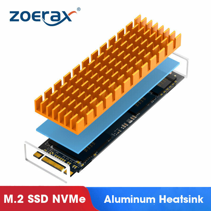 ZoeRax M.2 SSD NVMe المبرد M2 2280 الحالة الصلبة قرص صلب مبادل حراري من الألومنيوم طوقا مع السيليكون الحراري وسادة ملحقات الكمبيوتر