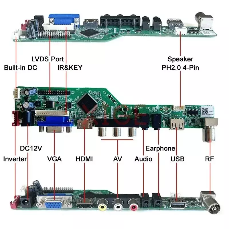 لوحة تحكم للسائق التناظرية ، لتقوم بها بنفسك عدة ، CCFL ، 30 دبوس ، LVDS LCD لوحة ، 1440x900 التلفزيون ، يصلح ل LP171W01 ، LP171WX2 ، AV ، HDMI ، VGA ، IR ، USB ، لتقوم بها بنفسك