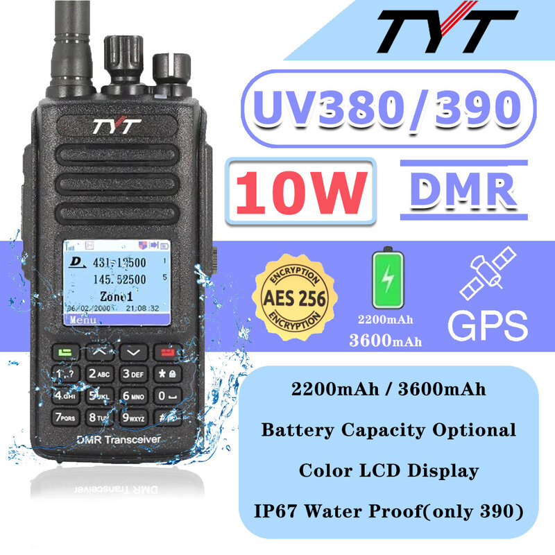 جهاز اتصال لاسلكي TYT مع نطاق مزدوج ، راديو ، Aes256 ، GPS ، IP67 ، بطارية اختيارية ، مقاومة للماء ، VHF ، UHF ، نطاق مزدوج ، 10 واط