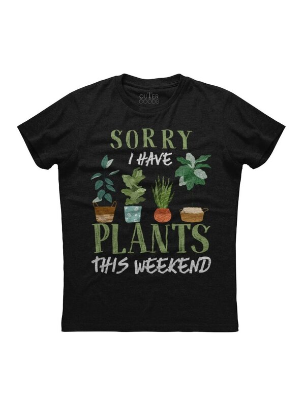 عندي نباتات عطلة نهاية الأسبوع هذا النبات عاشق رجالي كم قصير قطن قميص أسود