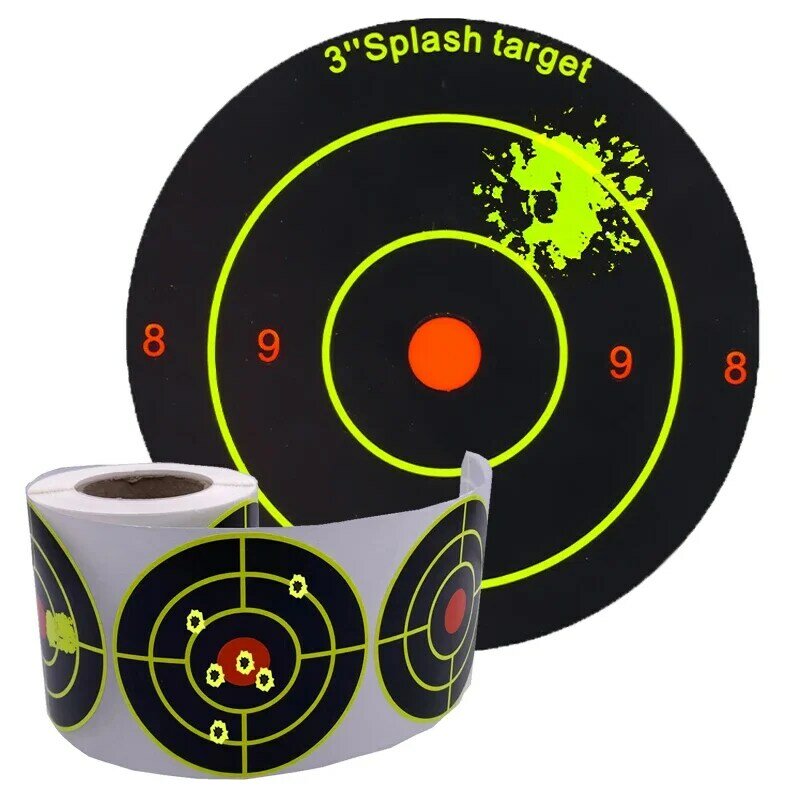 أهداف اطلاق النار ذاتية اللصق ، ملصقات رش الأصفر الفلورسنت ، ورقة تأثير للتدريب ، 100 قطعة ، 200 قطعة