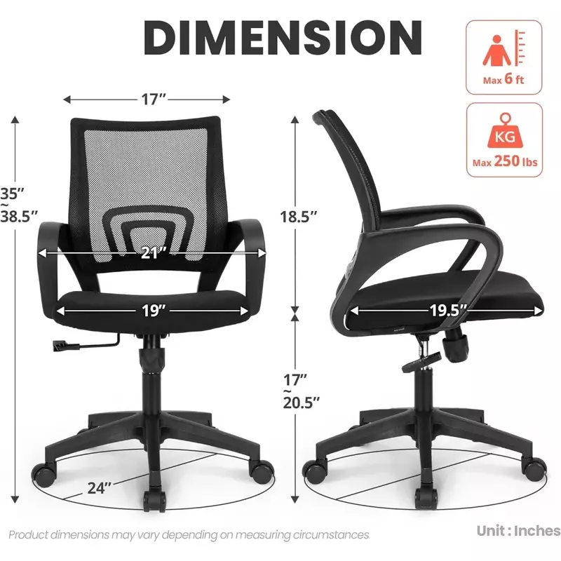 كرسي مريح للألعاب بظهر متوسط مع دعم قطني ، كرسي مكتب بعجلات ، دوار قابل للتعديل ، وسادة