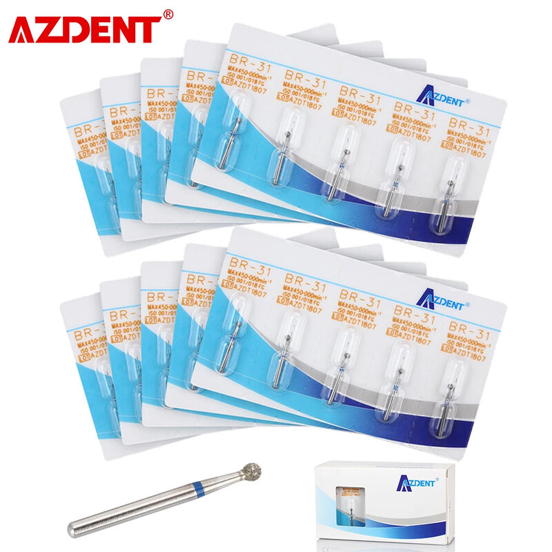 AZDENT 50 قطعة = 10 حزم الأسنان الماس الأزيز متوسطة FG 1.6 مللي متر عالية السرعة قبضة التوربينات طبيب الأسنان أدوات مختبر الأسنان الأزيز