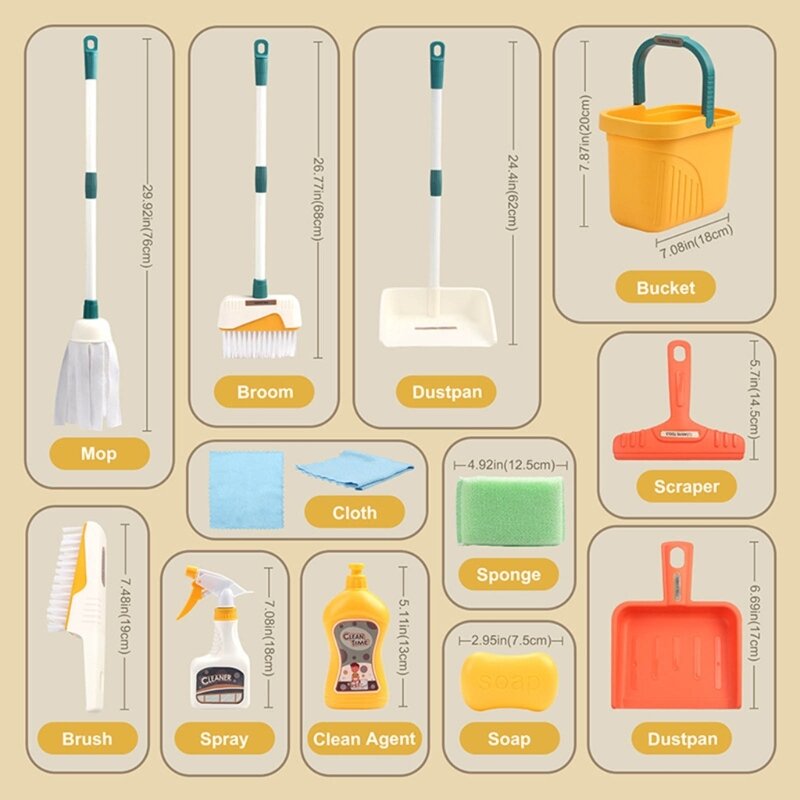 أداة تنظيف الأعمال المنزلية لعبة مصغرة هدية مسرحية للأطفال