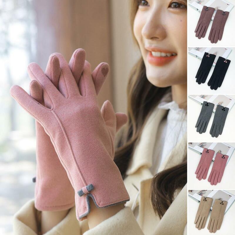 Women Winter Gloves 1 Pair Stylish Windproof Washable  Pure Color Winter Gloves for OL