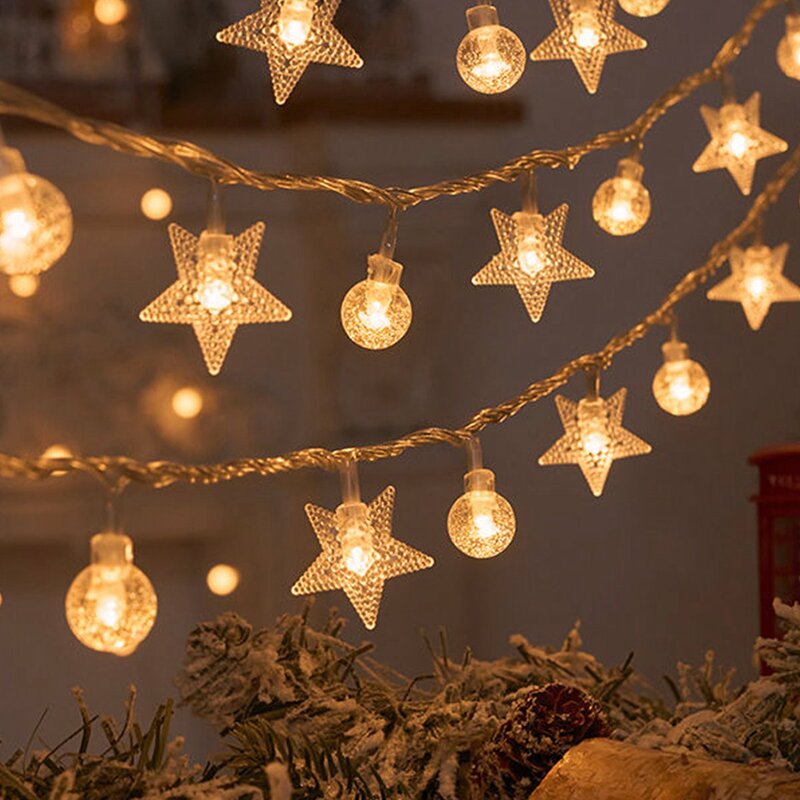 ندفة الثلج LED سلسلة أضواء لعيد الميلاد الديكور ، الجنية اكليل ، بطارية تعمل ، جارلاند ، السنة الجديدة ، 24 ، 1.5 متر ، 3m ، 2024