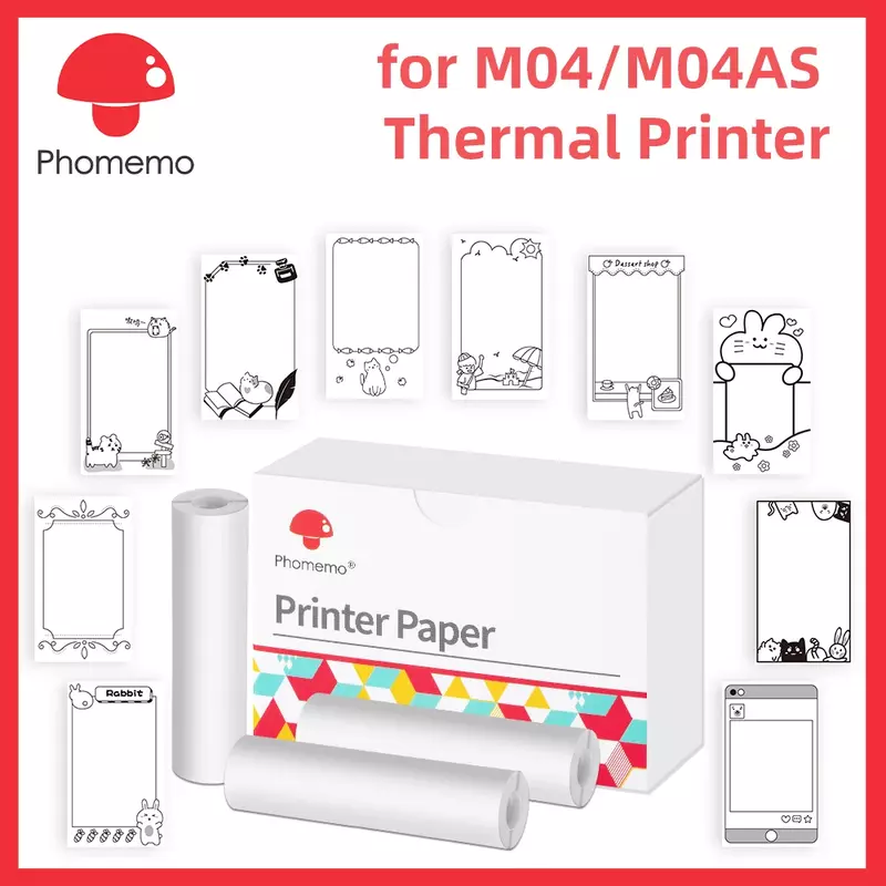 ورق حراري لاصق Phomemo للطابعة المحمولة الصغيرة ، ملصق شفاف ، ورق صور ، M03AS ، M04AS ، أبيض ، ومناسب