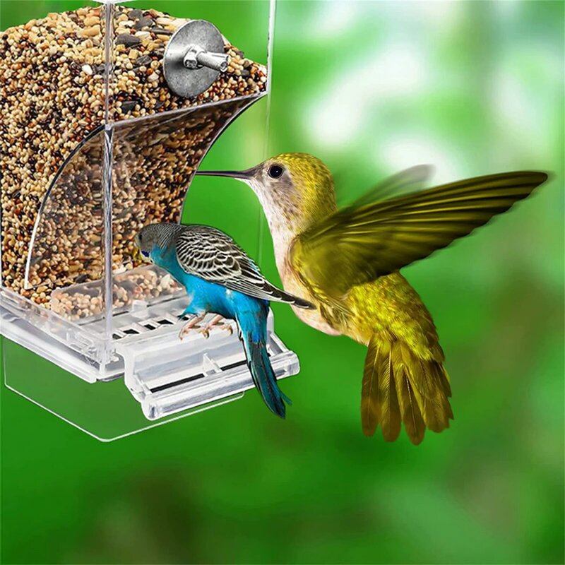 لا فوضى الطيور مغذيات التلقائي الببغاء المغذية شارب الاكريليك البذور الغذاء الحاويات قفص اكسسوارات للبغاء الصغيرة والمتوسطة